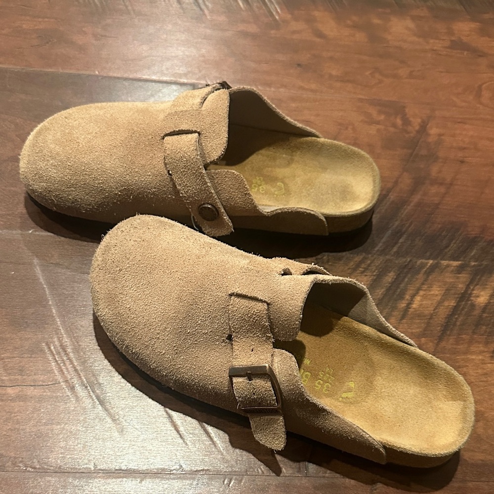 Birkenstock Light Brown Suede Clogs